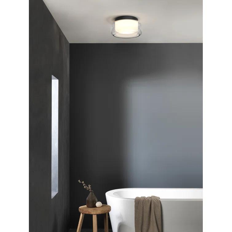 Aquina Matt Black Dual-Shade LED Ceiling Light with Glass Jar Motif