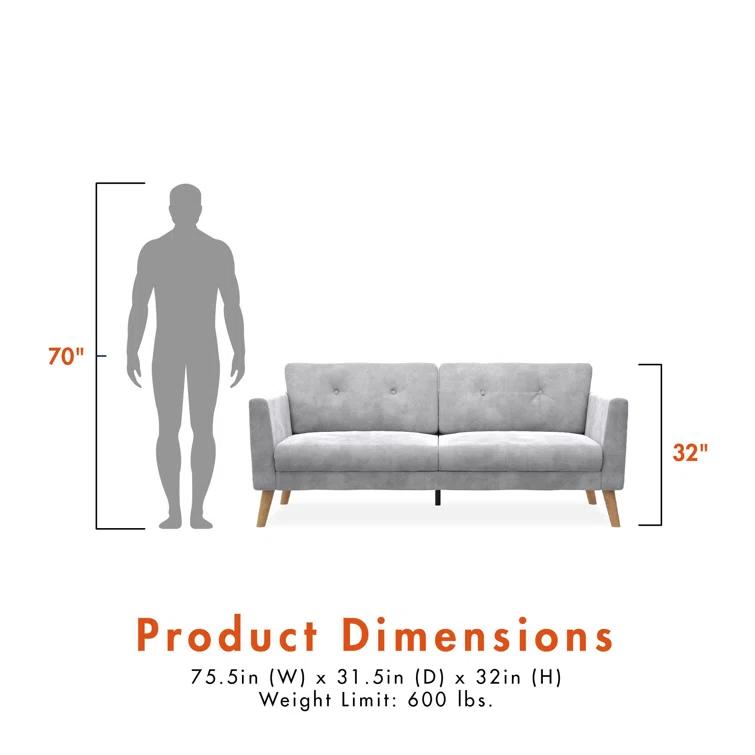 Gloria 75.5'' Velvet Square Arm Sofa