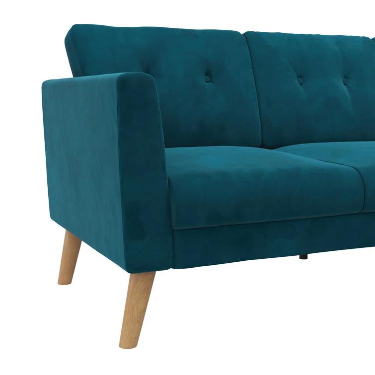 Gloria 75.5'' Wide Velvet Reversible Sofa & Chaise with Ottoman