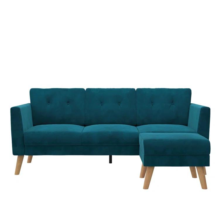 Gloria 75.5'' Wide Velvet Reversible Sofa & Chaise with Ottoman