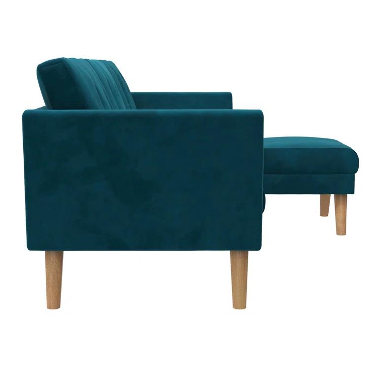 Gloria 75.5'' Wide Velvet Reversible Sofa & Chaise with Ottoman