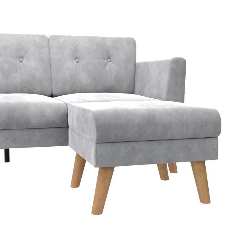 Gloria 75.5'' Wide Velvet Reversible Sofa & Chaise with Ottoman