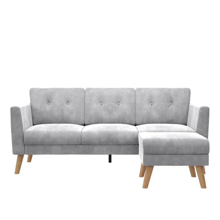 Gloria 75.5'' Wide Velvet Reversible Sofa & Chaise with Ottoman