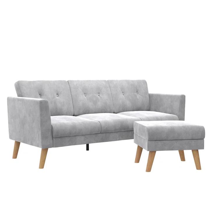 Gloria 75.5'' Wide Velvet Reversible Sofa & Chaise with Ottoman
