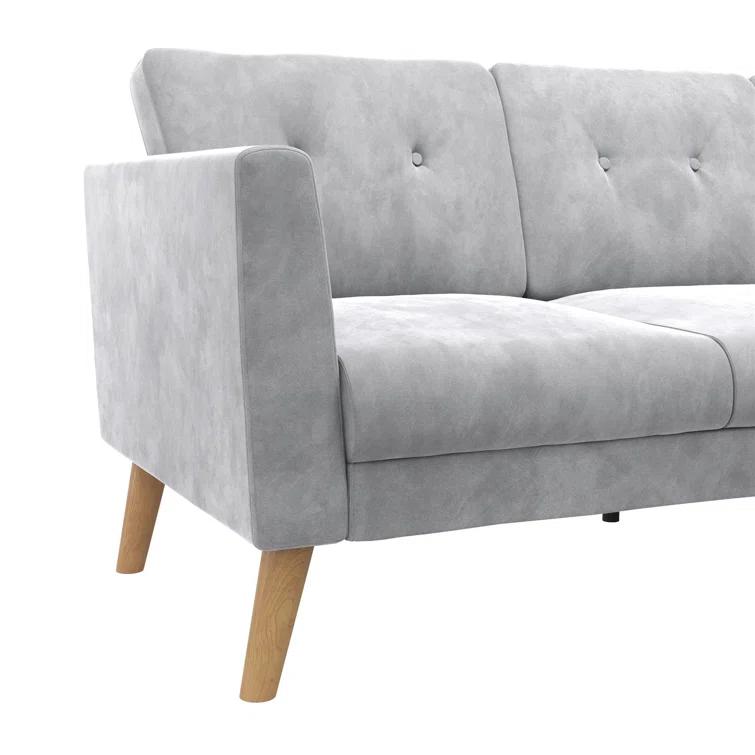 Gloria 75.5'' Wide Velvet Reversible Sofa & Chaise with Ottoman