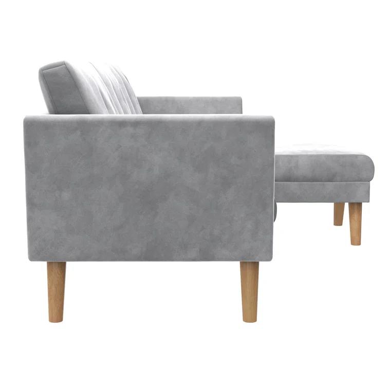 Gloria 75.5'' Wide Velvet Reversible Sofa & Chaise with Ottoman