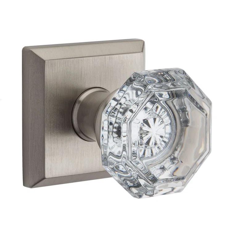Crystal Passage Door Knob with Traditional Square Rose