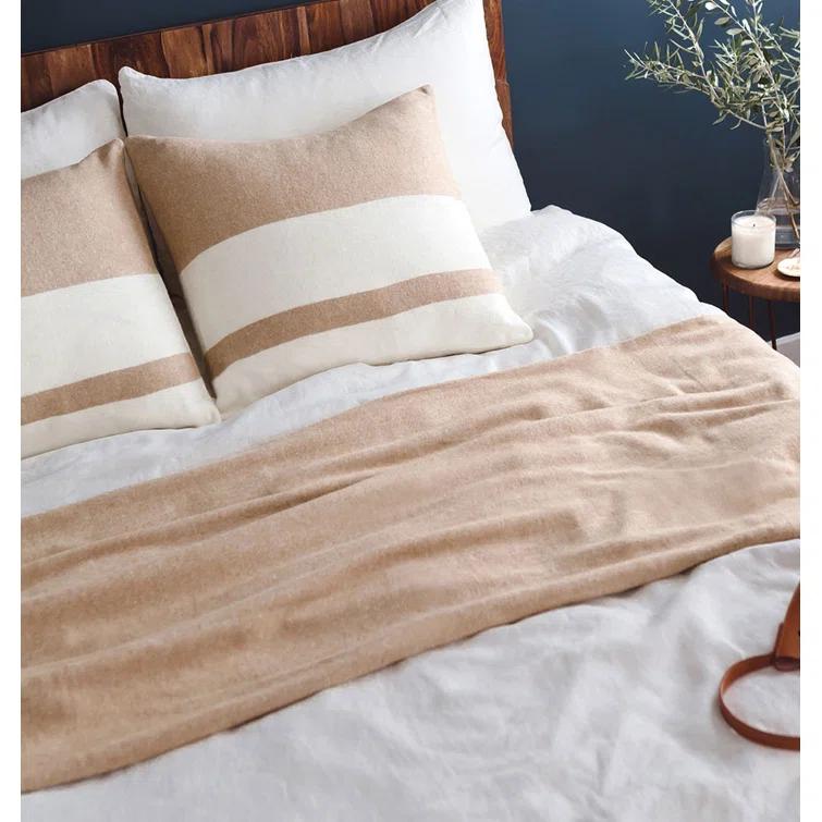 Purple Italian Herringbone Wool Throw Blanket