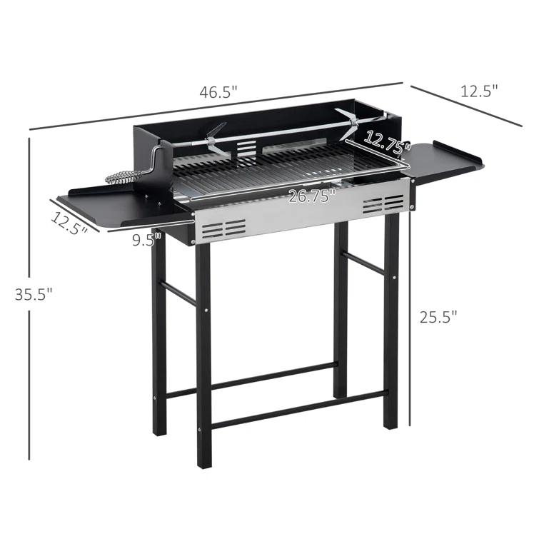 BBQ Rotisserie Grill Roaster, Charcoal Split Roaster for Chicken, Turkey with 3-Level Grill Grate
