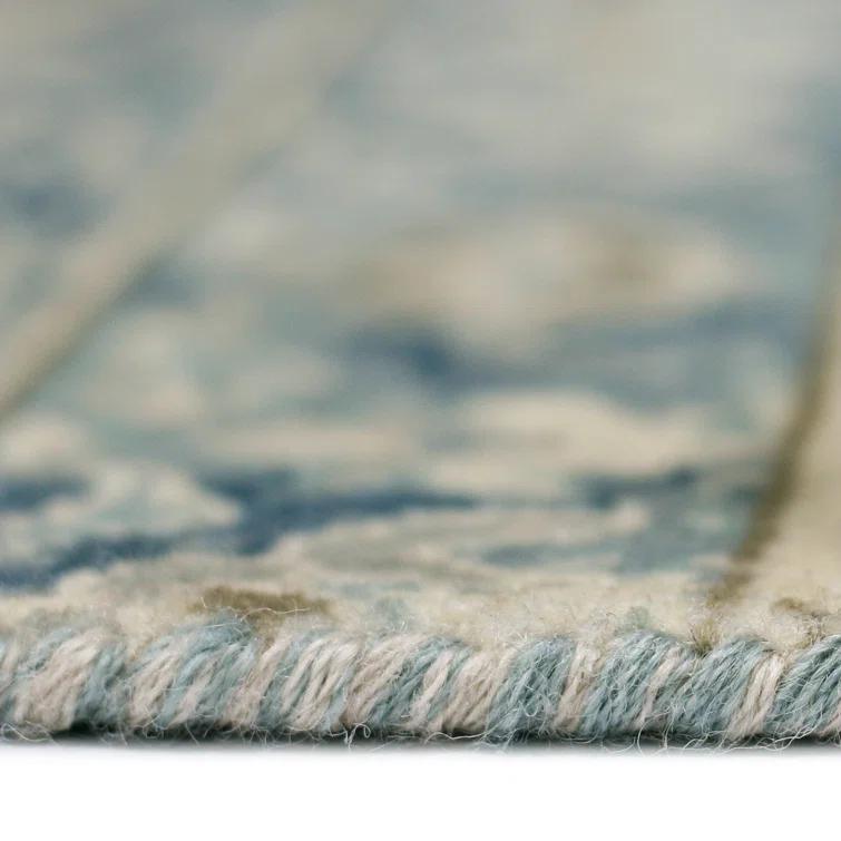 Hand-Knotted Blue Wool Rectangular Area Rug 2' x 3'