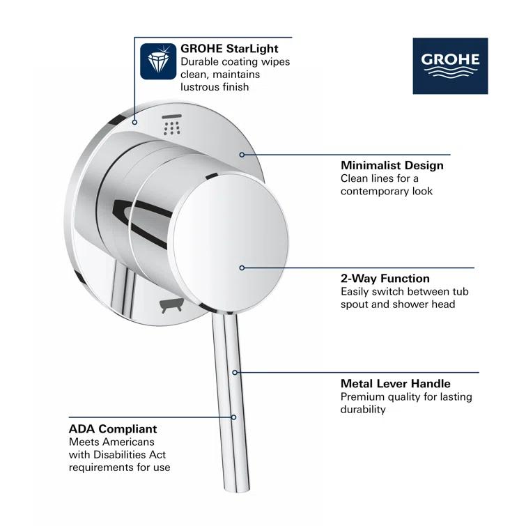Concetto™ Single Handle 3-Way Diverter Shower Faucet Trim Only