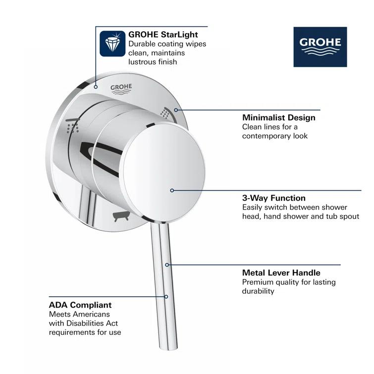 Concetto™ Single Handle 3-Way Diverter Shower Faucet Trim Only