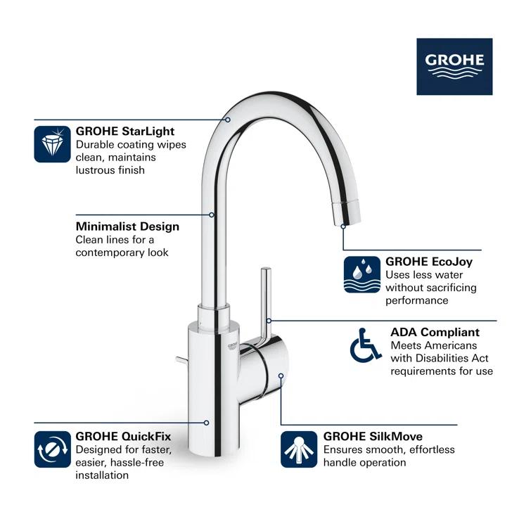 Concetto™ Single Hole Bathroom Faucet with Drain Assembly