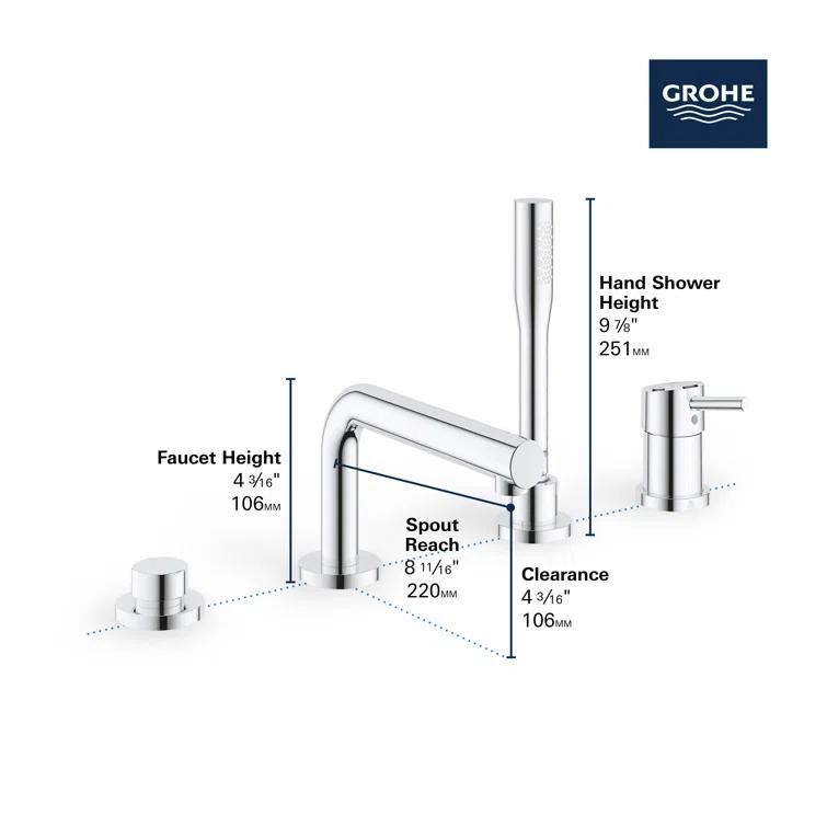 Concetto™ Single Handle Deck Mounted Roman Tub Faucet Trim with Diverter and Handshower