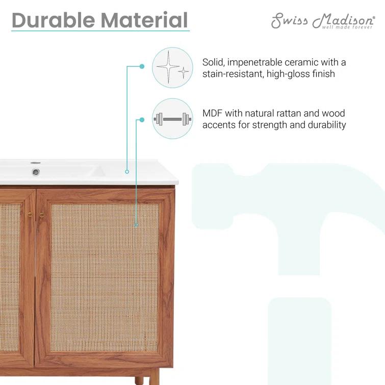 SM-BV663 Classe 36" Freestanding Bathroom Vanity in Golden Oak with Sink Top