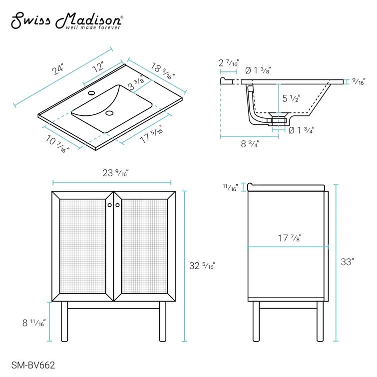 Classe 24" Freestanding Bathroom Vanity with Sink Top
