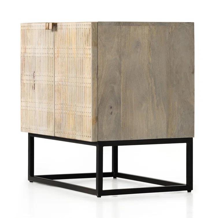Carved Mango Wood Nightstand (25")