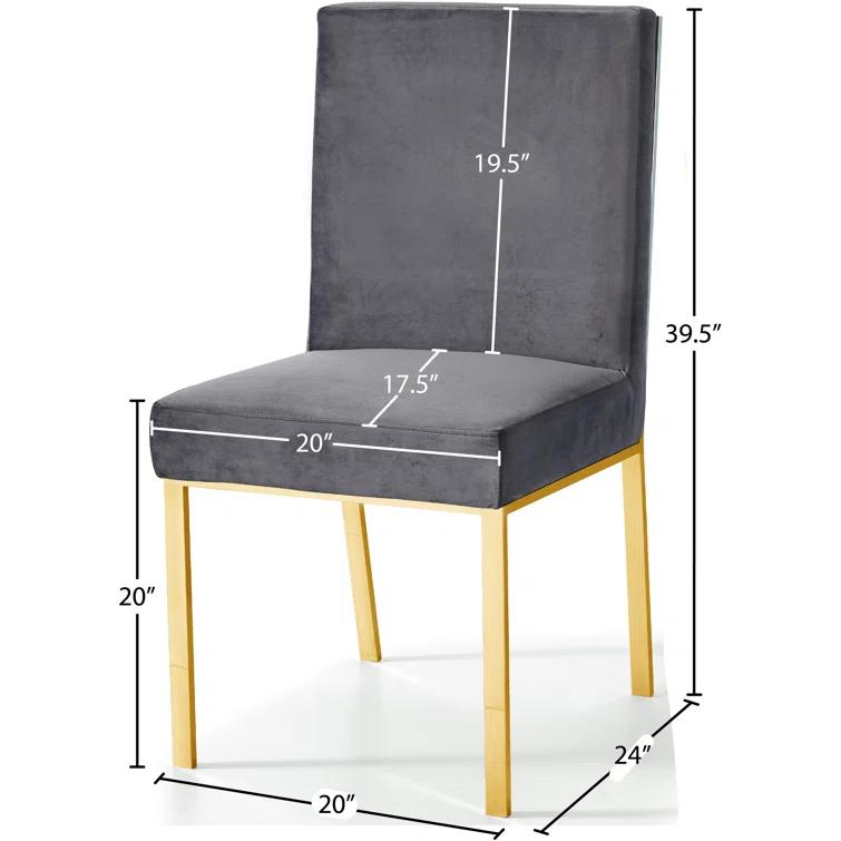 Meridian Furniture Opal 20"H Velvet Dining Chair in Gray (Set of 2)