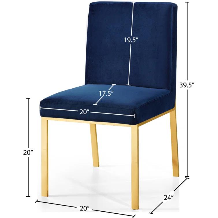 Opal Navy Blue Velvet & Gold Metal Dining Chair