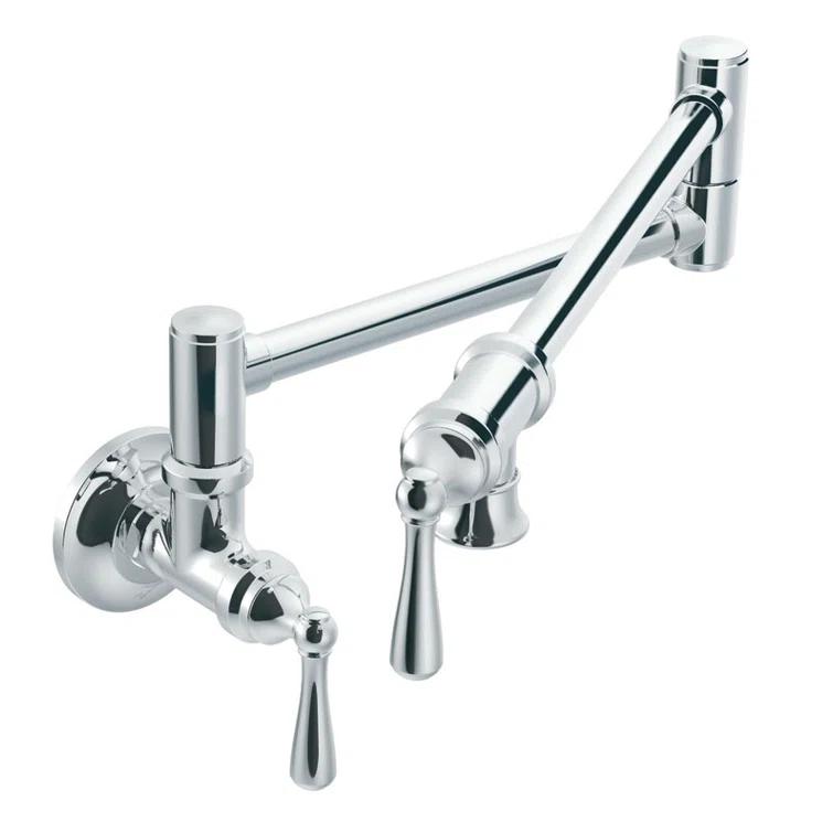 Moen Traditional Wall Mount Swing Arm Folding Pot Filler Kitchen Faucet