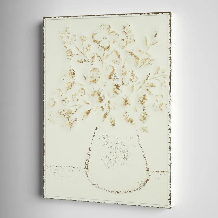 Kelly Clarkson Home Embossed Metal Wall Art with Flowers in Vase & Reviews | Wayfair