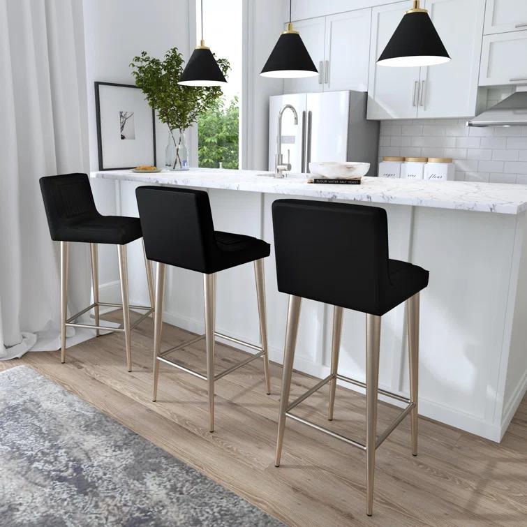 Butler Modern Maxwell Black Leather Bar Stool 4347034