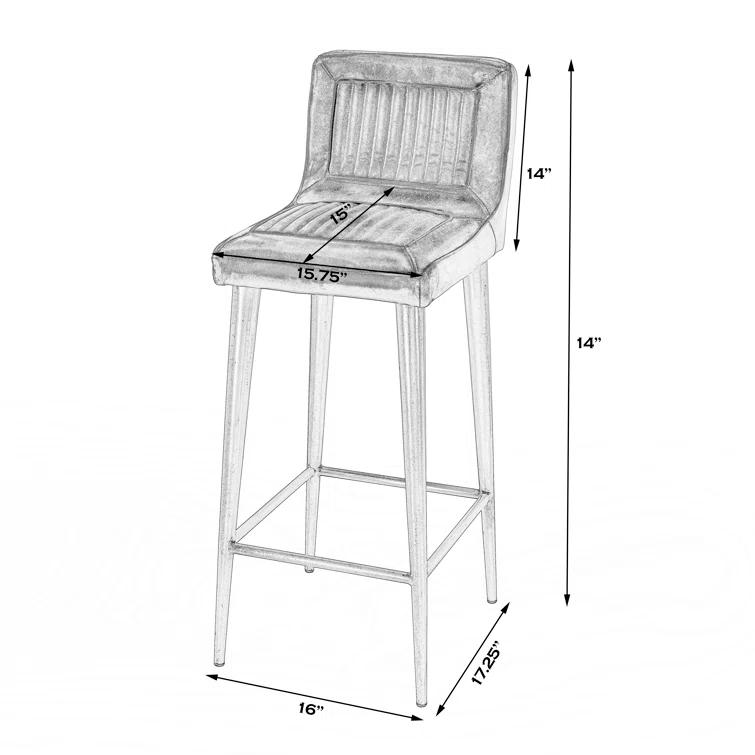 Butler Modern Maxwell Black Leather Bar Stool 4347034