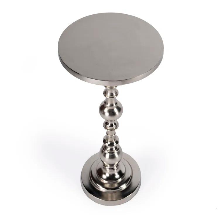 Darien Round Silver Metal Pedestal Side Table
