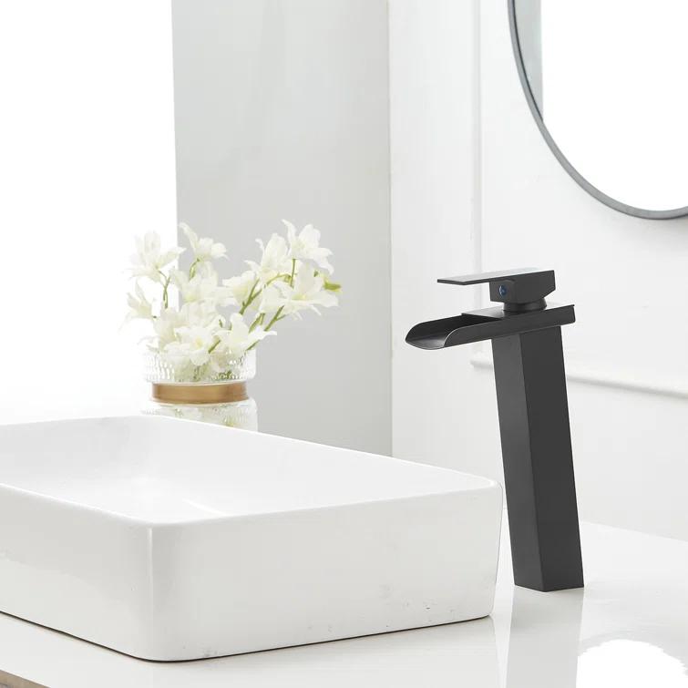 VIBRANTBATH 6009H-Black Vessel Sink Faucet Single-handle Bathroom Faucet with Drain Assembly