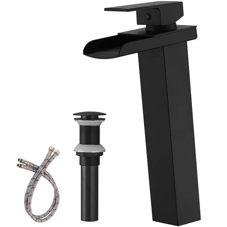 VIBRANTBATH 6009H-Black Vessel Sink Faucet Single-handle Bathroom Faucet with Drain Assembly