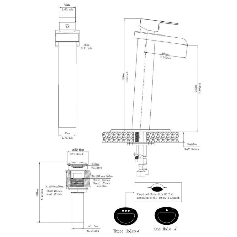 VIBRANTBATH 6009H-Black Vessel Sink Faucet Single-handle Bathroom Faucet with Drain Assembly