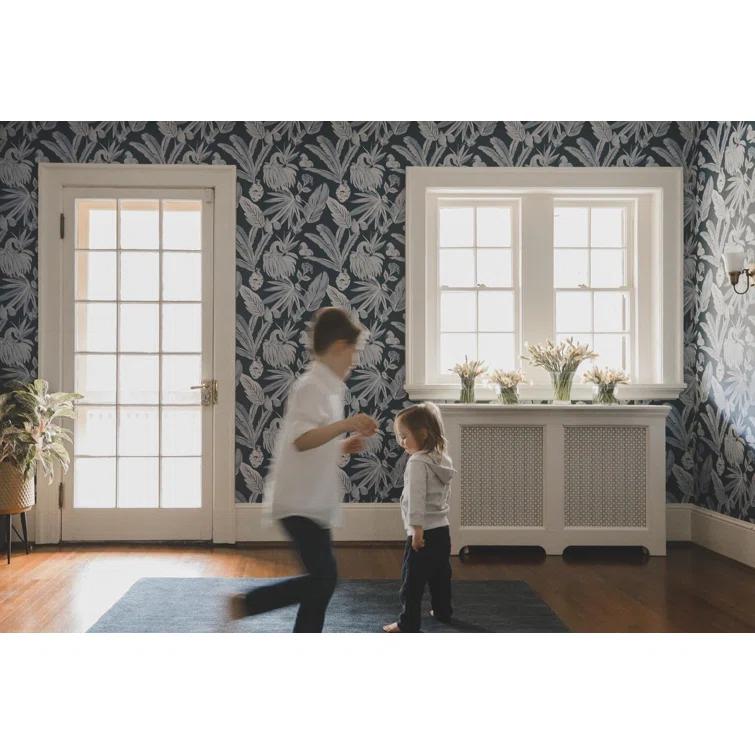 Blue Flamingos and Palms Peel and Stick Wallpaper Roll