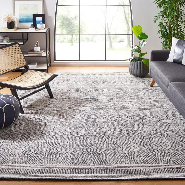 SAFAVIEH Abstract Caelestinus Geometric Wool Area Rug, Ivory/Chocolate, 3' x 5'