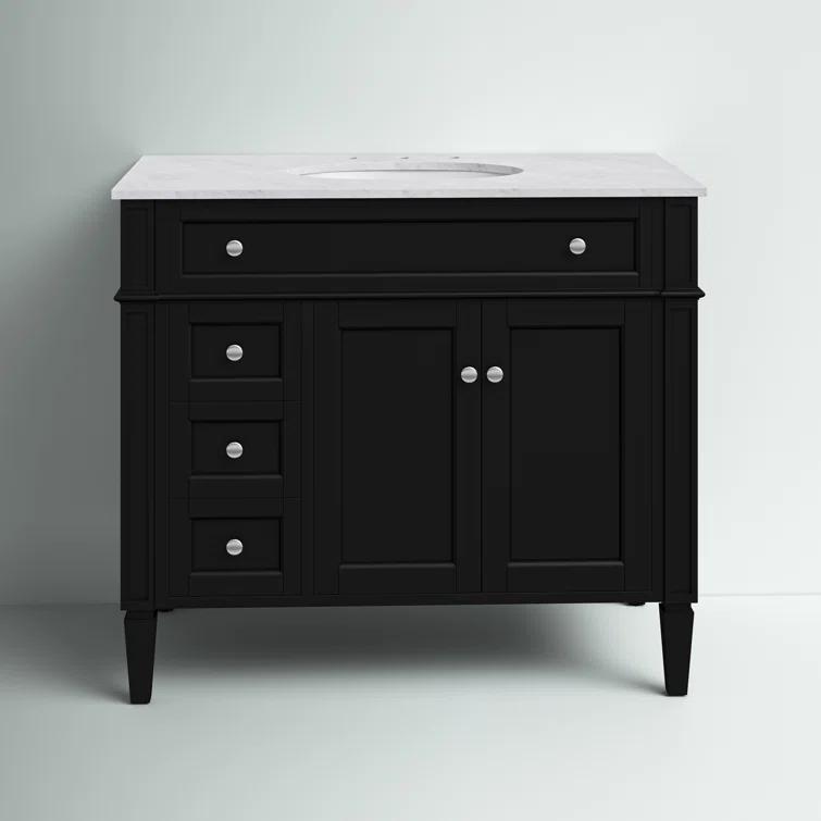 Rukie 40" Free-Standing Single Bathroom Vanity Set with Marble Vanity Top