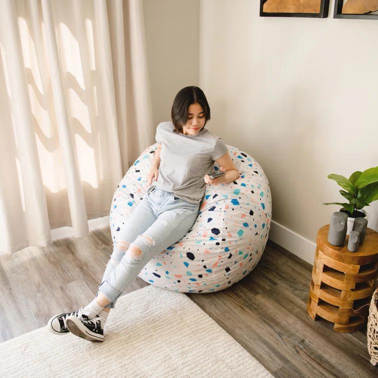 Big Joe Medium 3 Foot Foam Filled Bean Bag Chair with Soft Removeable Cover