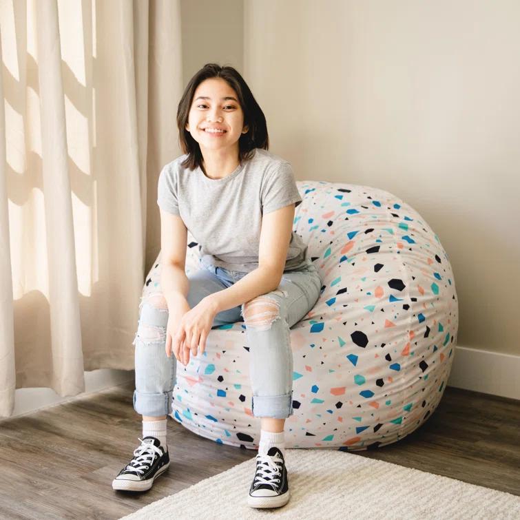 Big Joe Medium 3 Foot Foam Filled Bean Bag Chair with Soft Removeable Cover