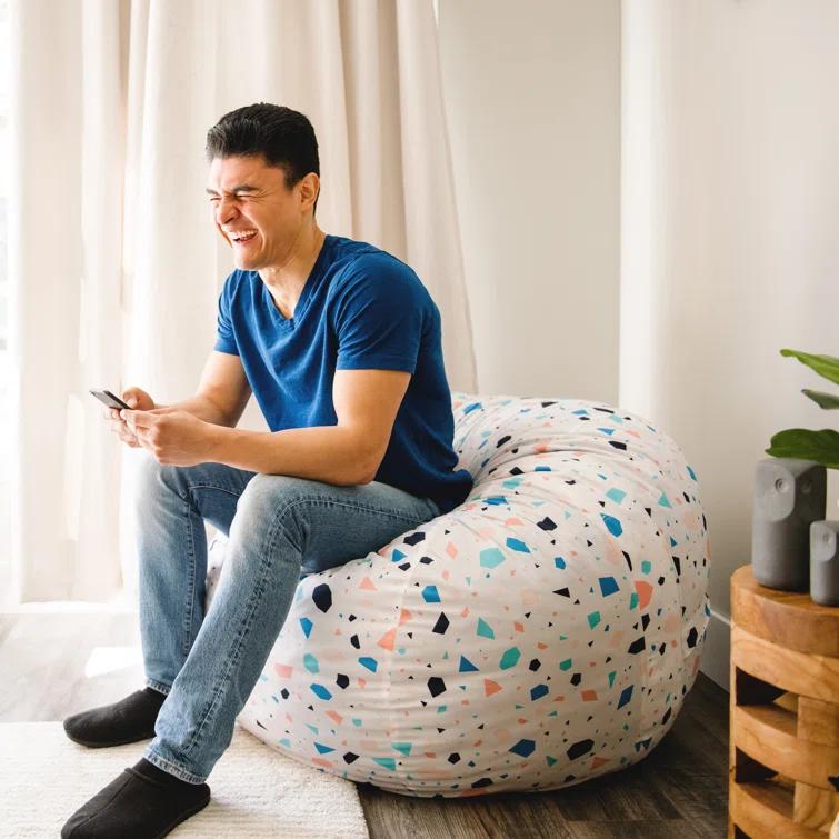 Big Joe Medium 3 Foot Foam Filled Bean Bag Chair with Soft Removeable Cover