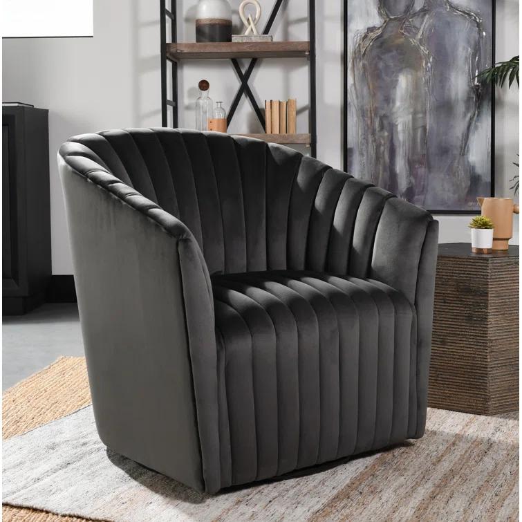 Upholstered Swivel Barrel Chair
