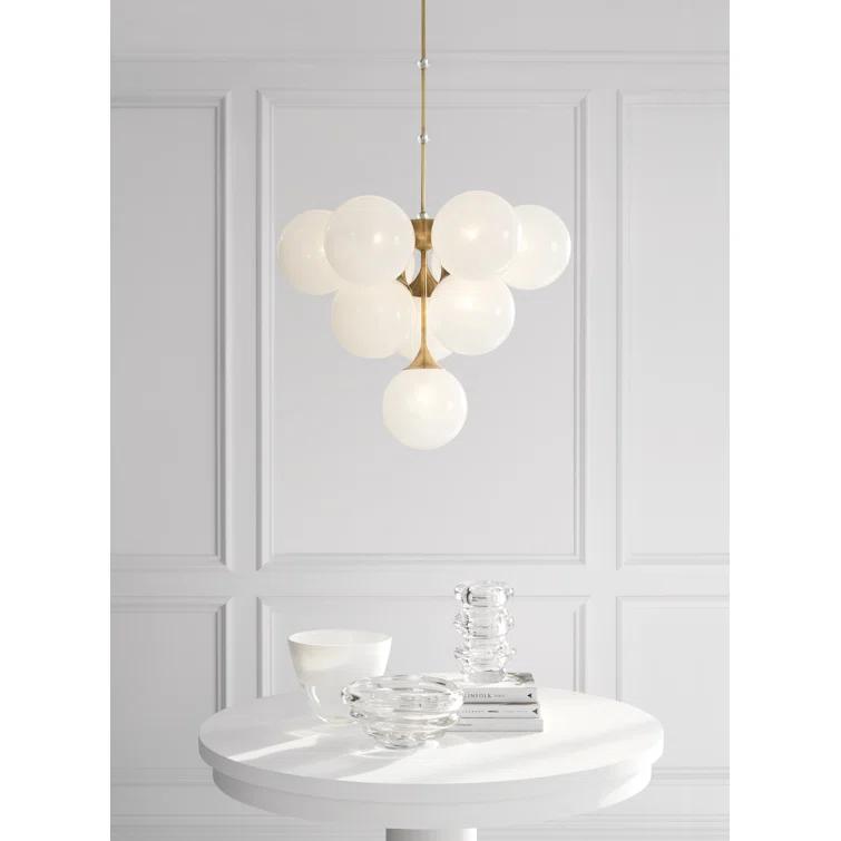 Antique Brass 10-Light Tiered Chandelier with Glass Globes