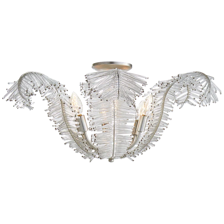 Calais Burnished Silver Leaf 6-Light Glass Semi Flush Mount