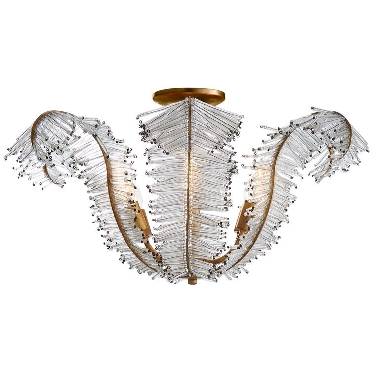 Calais Gilded Iron and Clear Glass 6-Light Semi Flush Mount