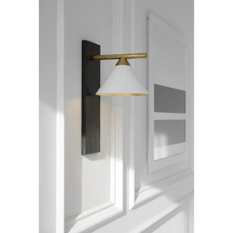 Cleo Bronze and Matte White 14" Armed Wall Sconce