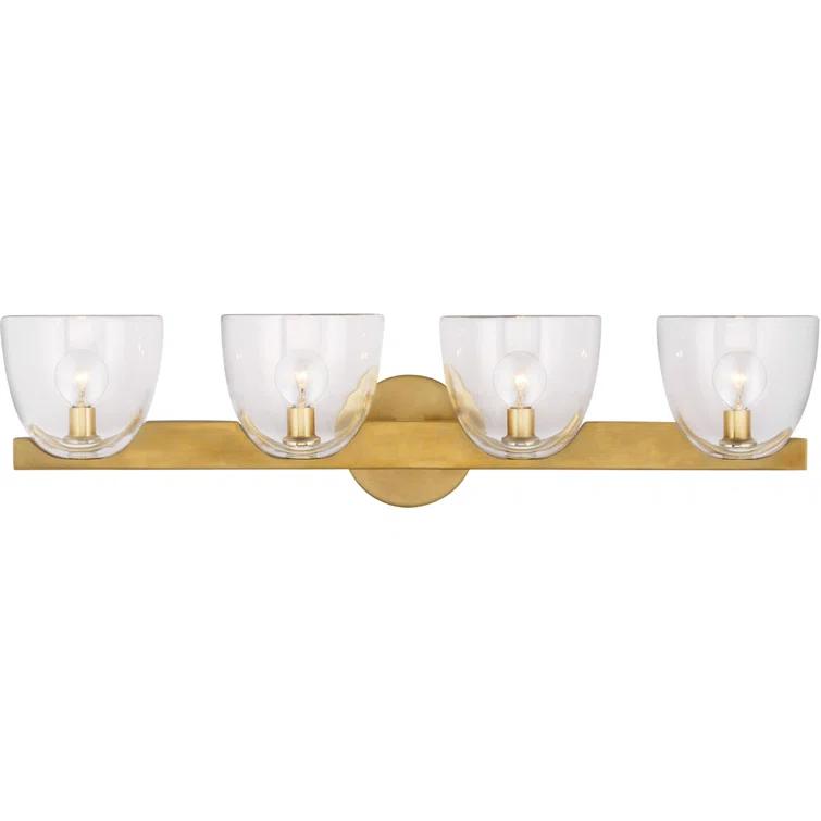 Carola Mid-Century Modern 4-Light Antique Brass Outdoor Vanity Sconce