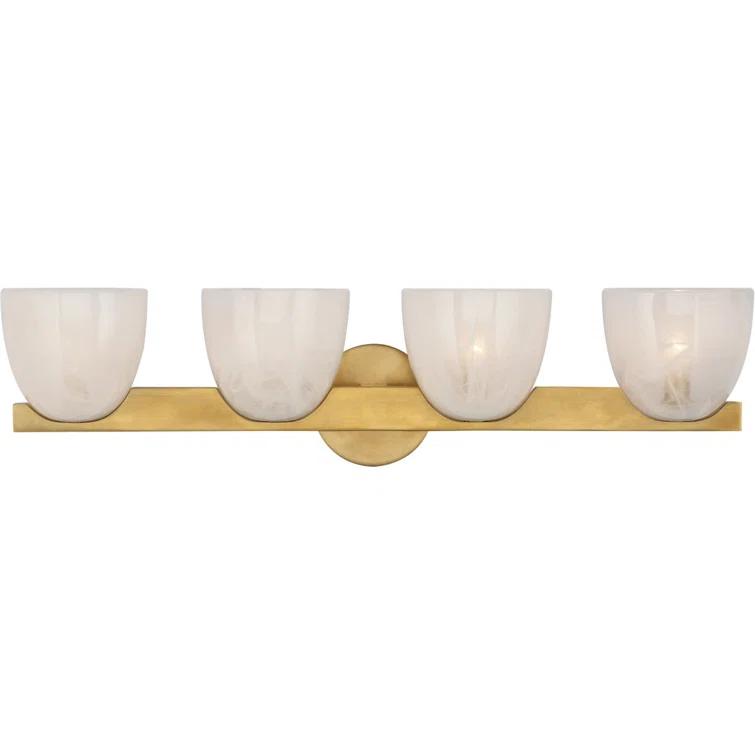 Carola Mid-Century Modern 4-Light Antique Brass Outdoor Vanity Sconce