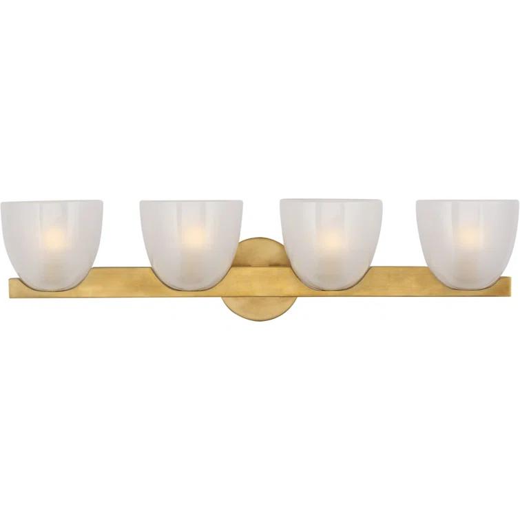 Carola Mid-Century Modern 4-Light Antique Brass Outdoor Vanity Sconce