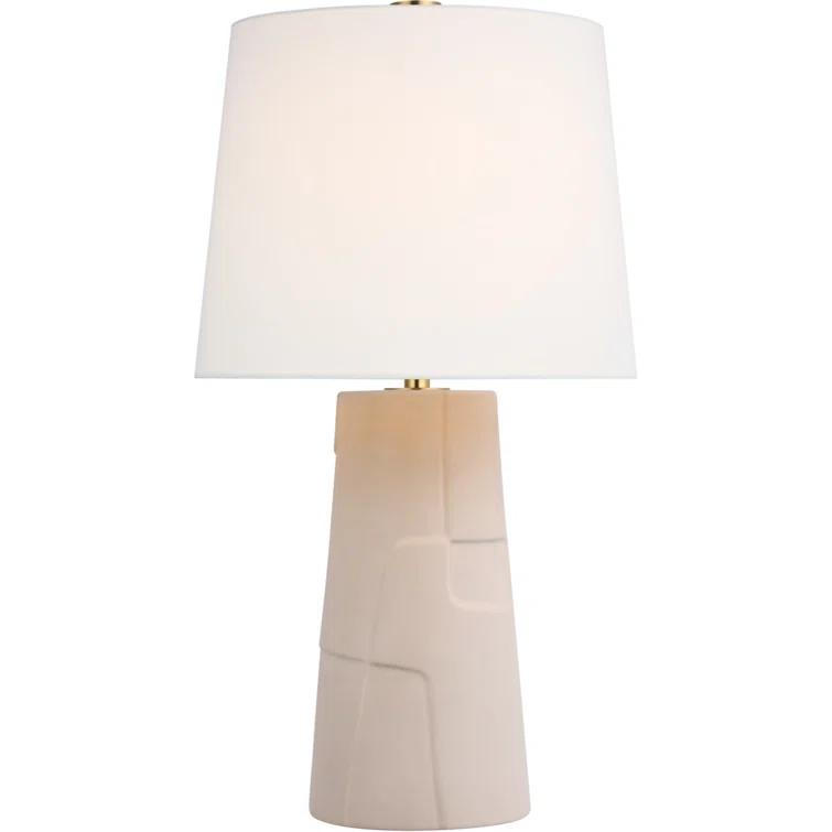 Braque Medium Blush Ceramic LED Table Lamp with Linen Shade