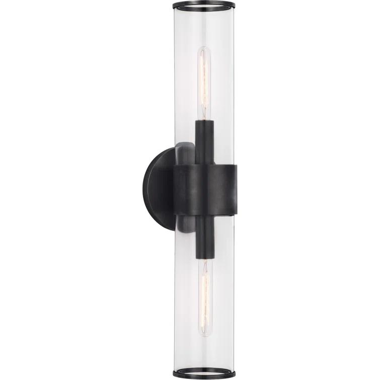 Liaison Modern Black and Bronze Glass 22" Dimmable Wall Sconce