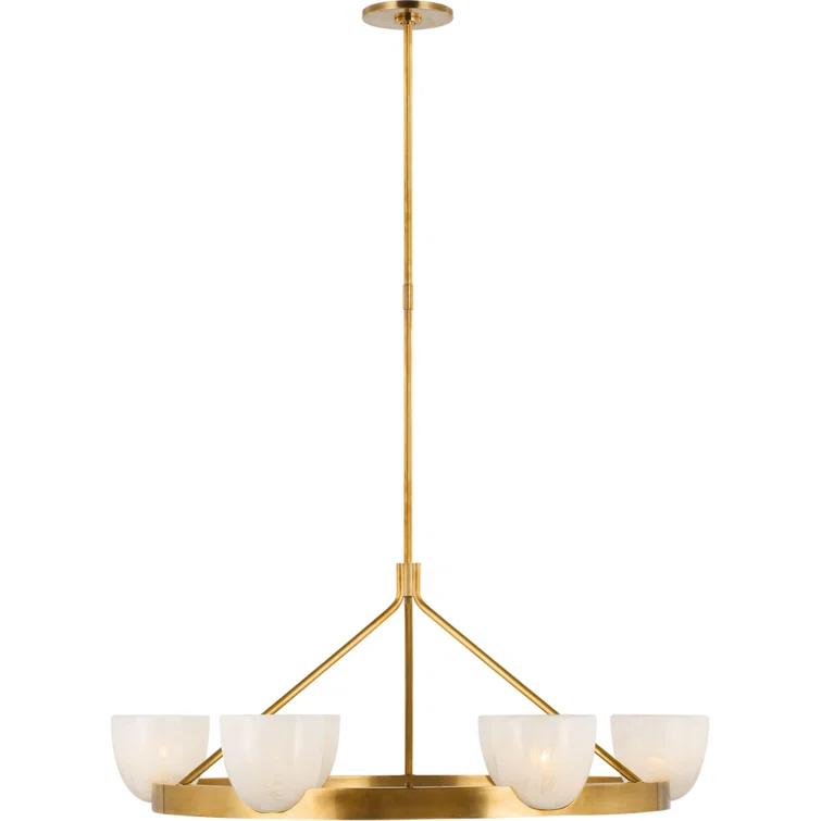 Carola Antique Brass Large Ring Chandelier with Crystal Accents