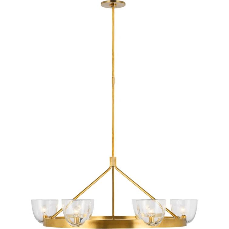 Carola Antique Brass 36" Circular Crystal Chandelier