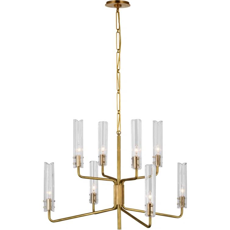 Antique Brass Crystal Candle 8-Light Chandelier